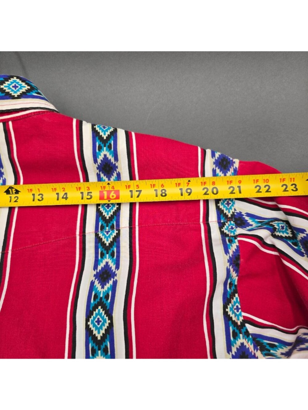 VTG High Noon Western Pearl Snap Shirt Large Tall Blue Navajo Print Southwestern - Picture 10 of 16